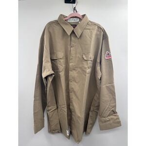 NWT Bulwark FR Flame Resistant Utility Shirt Men's 4XL Khaki Workwear Pockets